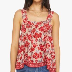 Natalie Martin 100% Silk Floral Jasmine Boho Tank Top Pink Red Print Sz M